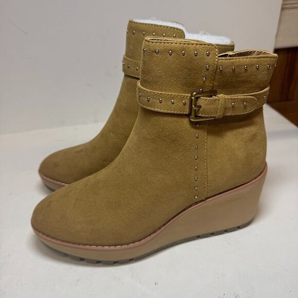 Anne Klein Womens 5.5 M Natural Fabric Wedge Ankle Booties NIB HY8 - Picture 1 of 4